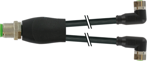 Y-Distributor M12 male / M8 female 90° A-cod.