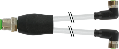 Y-Distributor M12 male / M8 female 90° A-cod.