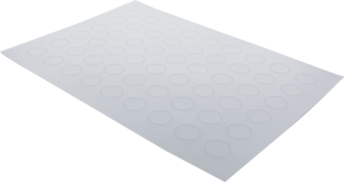 Labeling sheet for Laser printers for up to 54 round labels for