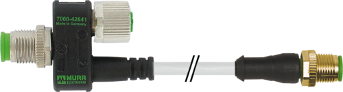 T-Coupler M12 male/M12 male+cable+M12 female A-cod