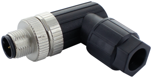 M12 male 90° A-cod. Push-Lock