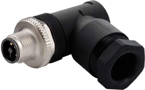 M12 Power male 90° T-cod. screw terminal