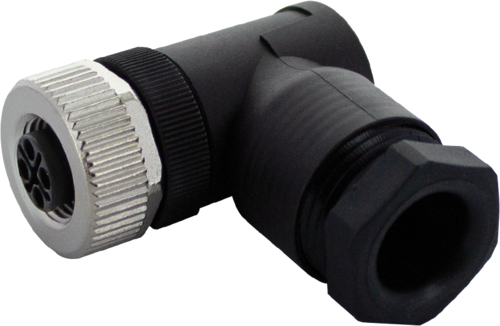 M12 Power female 90° S-cod. screw terminal