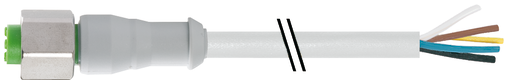 M12 female 0° A-cod. with cable F&B