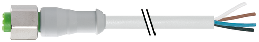 M12 female 0° A-cod. with cable F&B