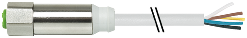 M12 Steel female 0° A-cod. with cable