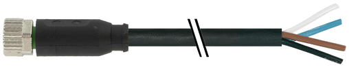 M8 female 0° A-cod. with cable