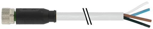 M8 female 0° A-cod. with cable