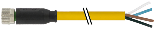 M8 female 0° A-cod. with cable