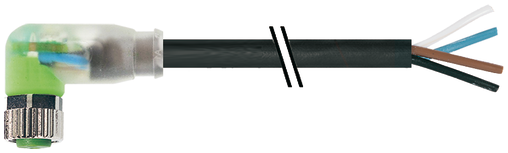 M8 female 90° A-cod. with cable LED