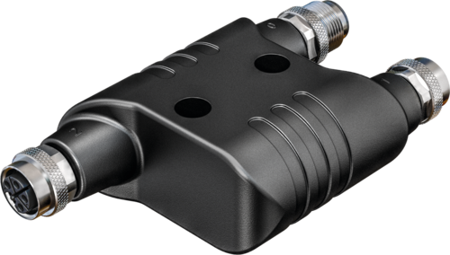 h-Coupler M12 Power male L-cod. / 2x female L-cod.