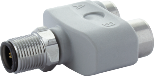T-Coupler M12 male / 2x M12 female A-cod. F&B PRO