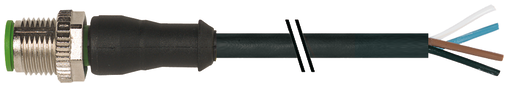 M12 male 0° A-cod. with cable