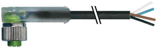 M12 female 90° with cable LED