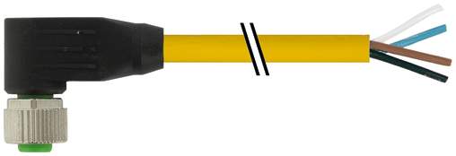 M12 female 90° A-cod. with cable