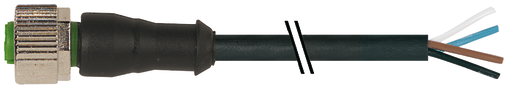 M12 female 0° with cable