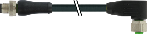 M12 Power L-cod. male 0° / M12 A-cod. female 90°