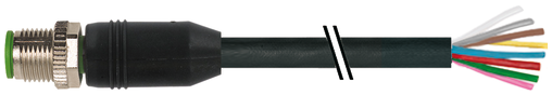 M12 male 0° with cable