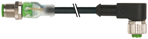 M12 male 0° LED / M12 female 90°
