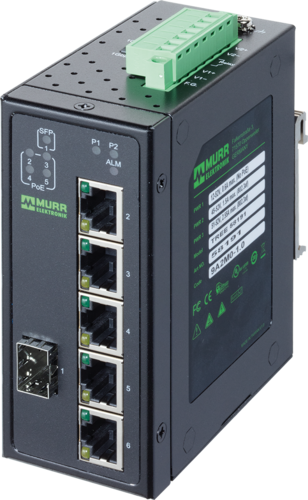 6 Port unmanaged Gigabit Switch 4 PoE 1 SFP Ports IP20 metal 48V