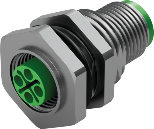 M12 POWER PANEL FEED THROUGH 4-pole S-CODED