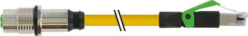 M12 fem. recept. D-cod. rear/RJ45 male 0° shielded