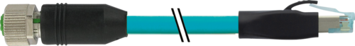M12 female 0° A-cod. / RJ 45 male 0° shielded