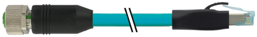 M12 female 0° A-cod. / RJ 45 male 0° shielded