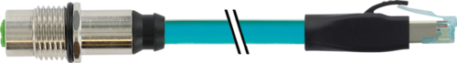 M12 fem.recept. A-cod. rear/RJ45 male 0° shielded