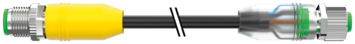 M12 male 0° / M12 female 0° shielded