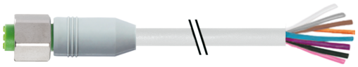 M12 female 0° A-cod. with cable F&B
