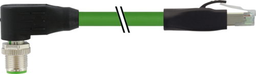 M12 male 90° D-cod. / RJ45 0° shielded