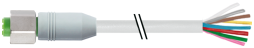 M12 female 0° A-cod. with cable F&B
