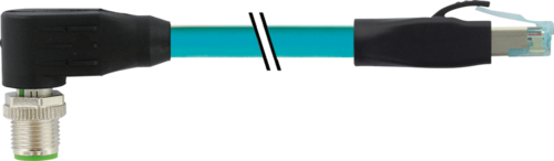 M12 male 90° X-cod. / RJ45 male 0° shielded
