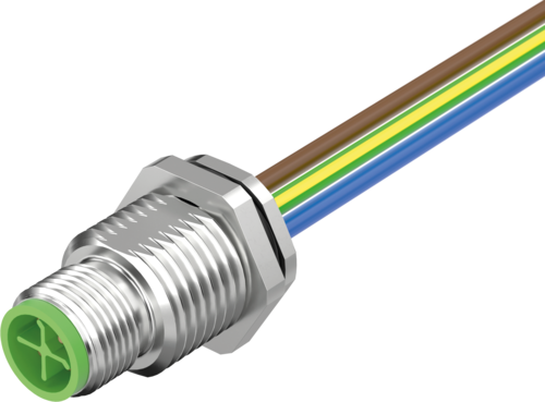M12 Power S-cod. 4pol. male recept. rear mount
