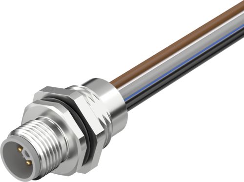 M12 Power male recept. L-cod. front incl. nut
