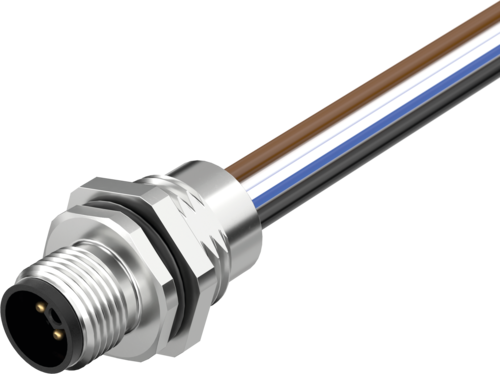 M12 Power male recept. L-cod. incl. nut