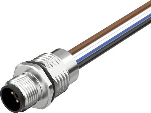 M12 Power male recept. L-cod. front
