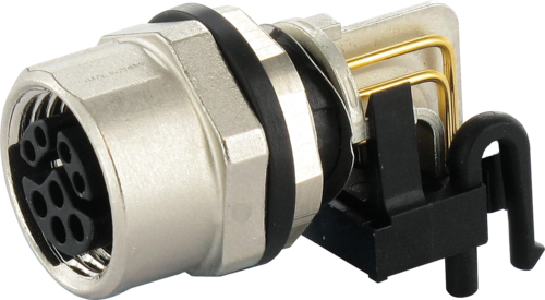 M12 female receptacle 90° Y-cod. solder terminal