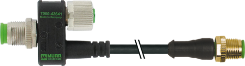 T-Coupler M12 male/M12 male+cable+M12 female A-cod