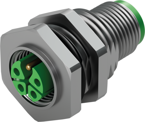 M12 POWER PANEL FEED THROUGH 5-pole K-CODED