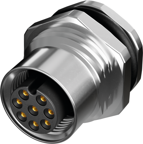 M12 female receptacle 0° A-cod. rear