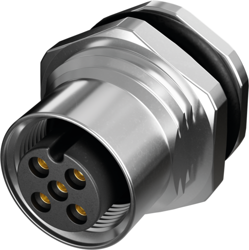 M12 female receptacle 0° A-cod. rear