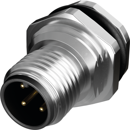 M12 male receptacle 0° A-cod. rear