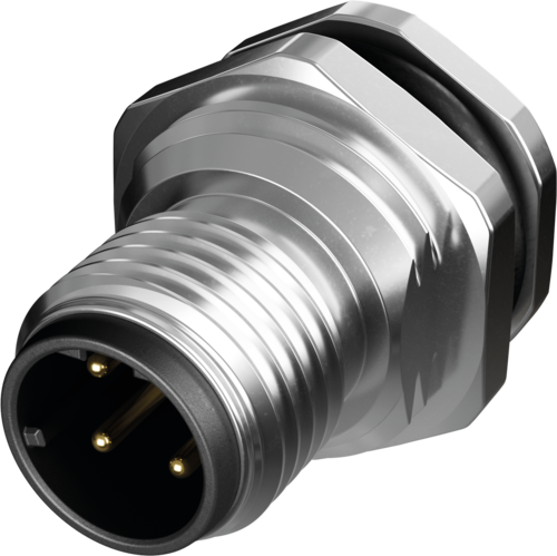 M12 male receptable 0° D-cod. rear