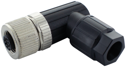 M12 female 90° A-cod. Push-Lock