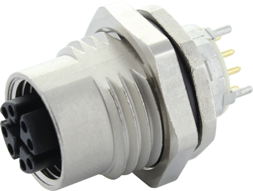M12 female recept. 0° X-cod. rear