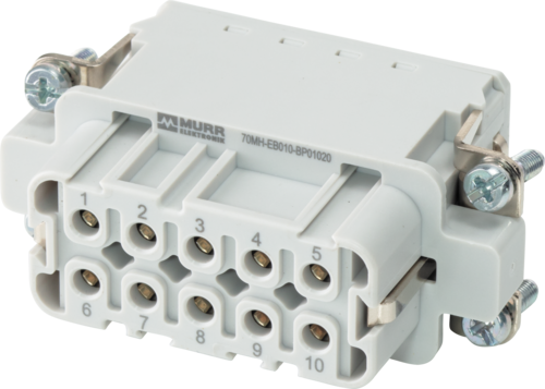 A10 male 10-pole, Push-in, 250 V, 20 A