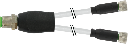 Y-Distributor M12 male / M8 female 0° A-cod.