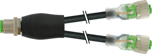 Y-Distributor M12 male / M12 female 0° A-cod. LED
